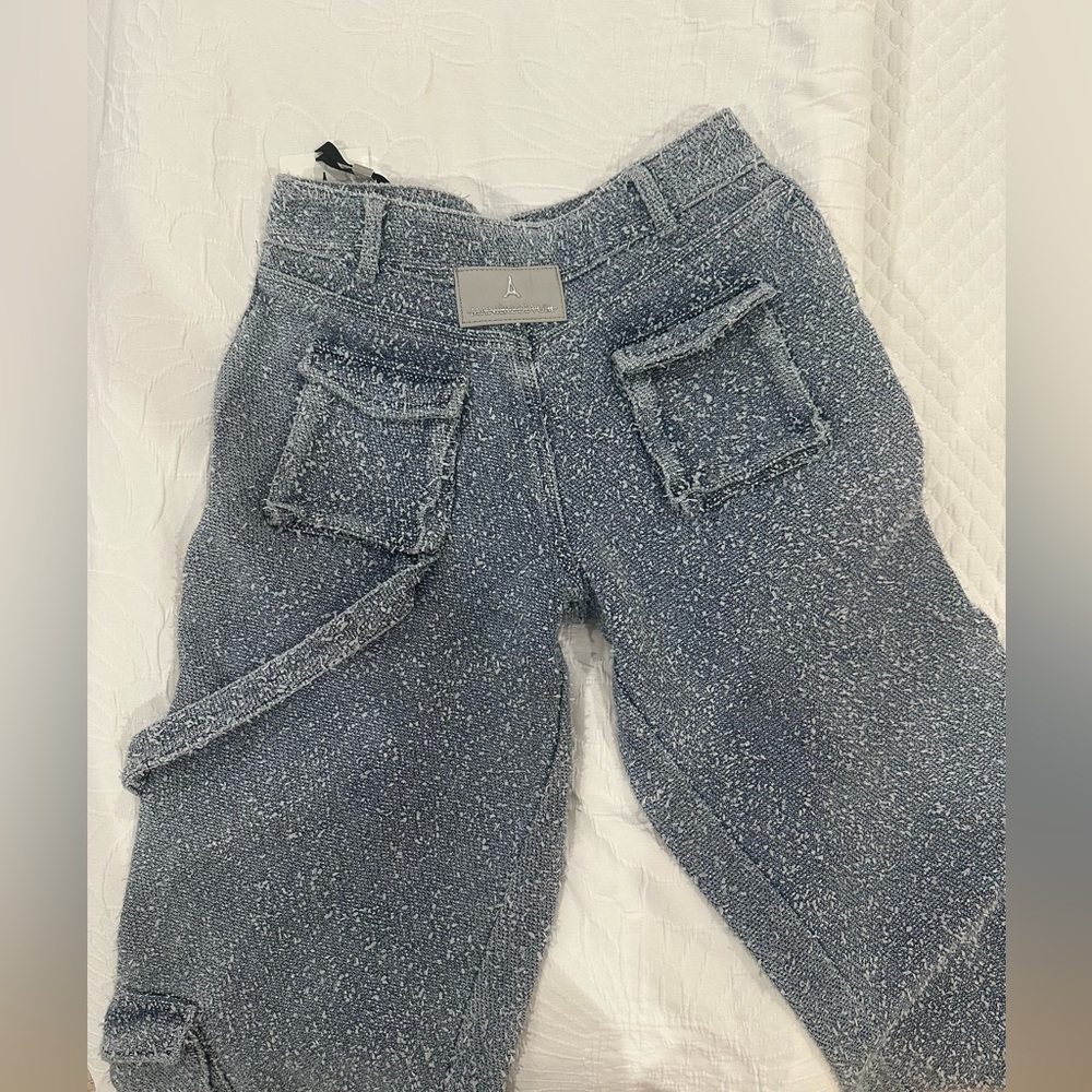 MANIÈRE DE VOIR- Anne Mid Blue
High Waisted Boucle Denim Cargo Pants NWT - Picture 9 of 15